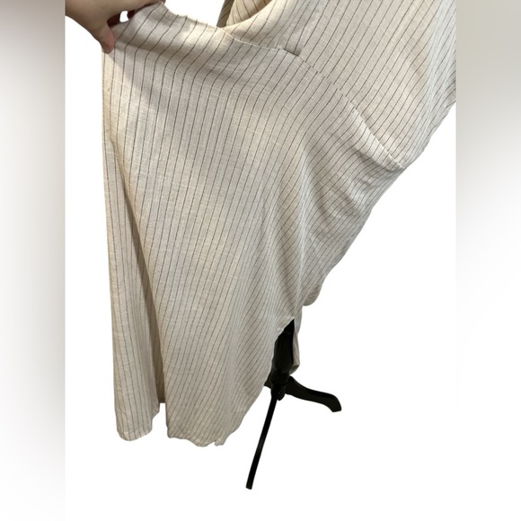 Zara Beige and Black Striped Ecru Linen Dress - Picture 4 of 9